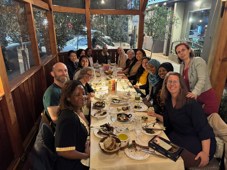 An evening at Kafenia — the table set for a shared meal