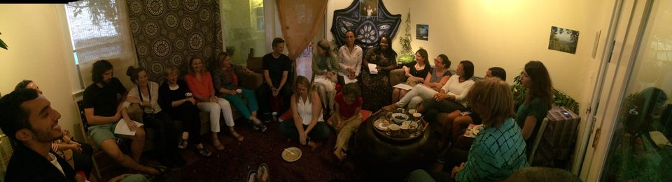 A Kafenia gathering around a shared table
